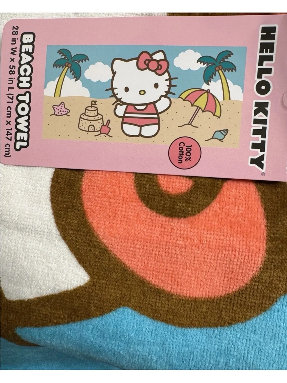 Hello Kitty summer sand castle beach towel 28x58 NWT